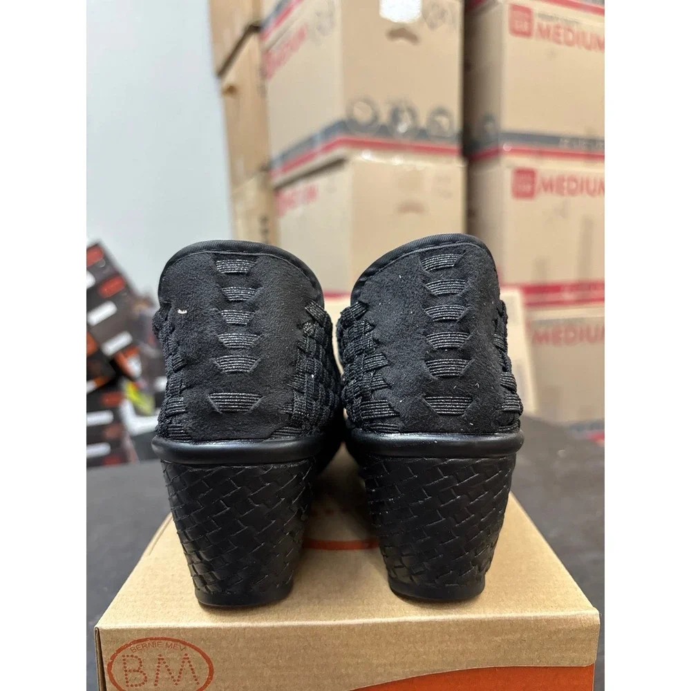 Bernie Mev Lane Black Metallic Woven Wedge Sandals Womens Size 37 US 6-6.5